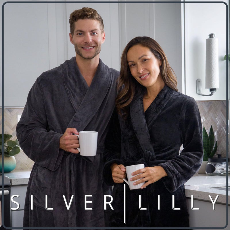 Silver Lilly Premium Womens Robe with Shawl Collar, Plush Fleece Long Bath Robe for Women, Fluffy, Warm, Fleece Women's Bathrobe - Image 2